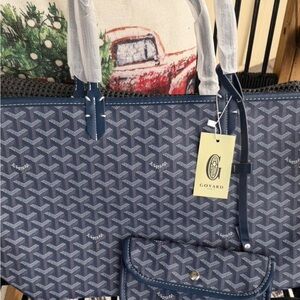 Goyard Navy and White Tote Bag
